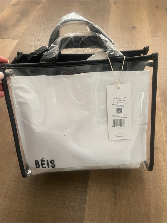 BEIS Handbags - BEIS CLEAR Crossbody Stadium Tote with Black Trim NWT.